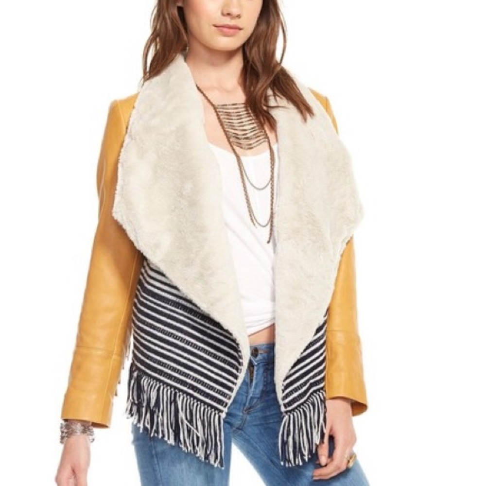 NEW w/o tags Chaser leather fringe jacket size M